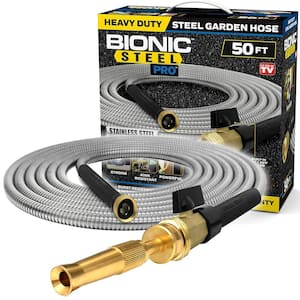 Pro 5/8 in. x 50 ft. Heavy-Duty Stainless Steel Garden Hose with Brass Fitting