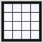 48 in. x 48 in. V-2500 Series Bronze FiniShield Vinyl Fixed Picture Window with Colonial Grids/Grilles