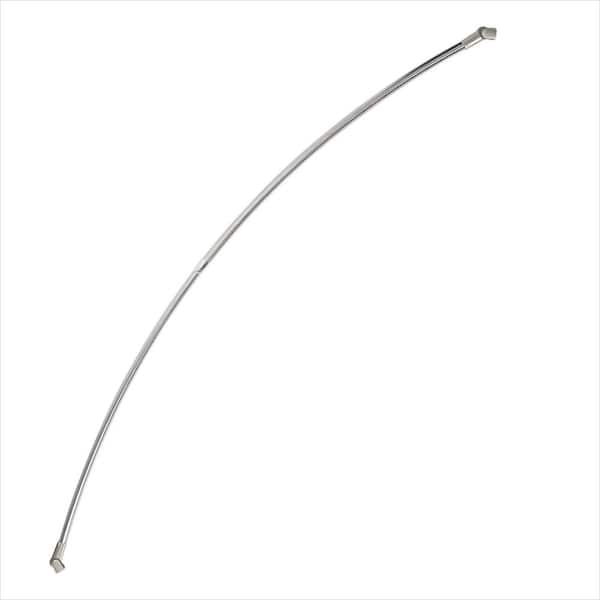 1-Piece Adjustable Curved Shower Rod in Nickel, 42 in.-72 in. Stainless Steel Extra Wide Shower Curtain Rod