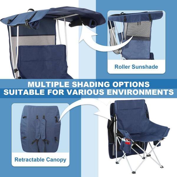 MOEPISY Blue Steel Folding Camping Chairs Lawn Beach Chairs with