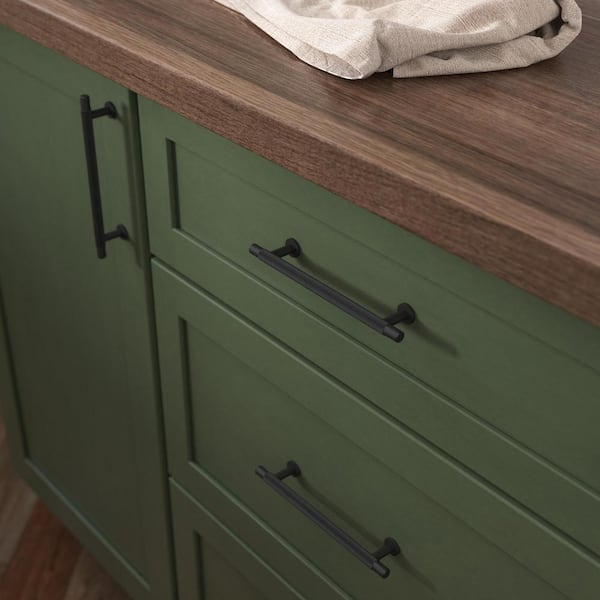 Knurled 5-1/16 in. (128 mm) Modern Matte Black Round Cabinet Drawer Bar Pull