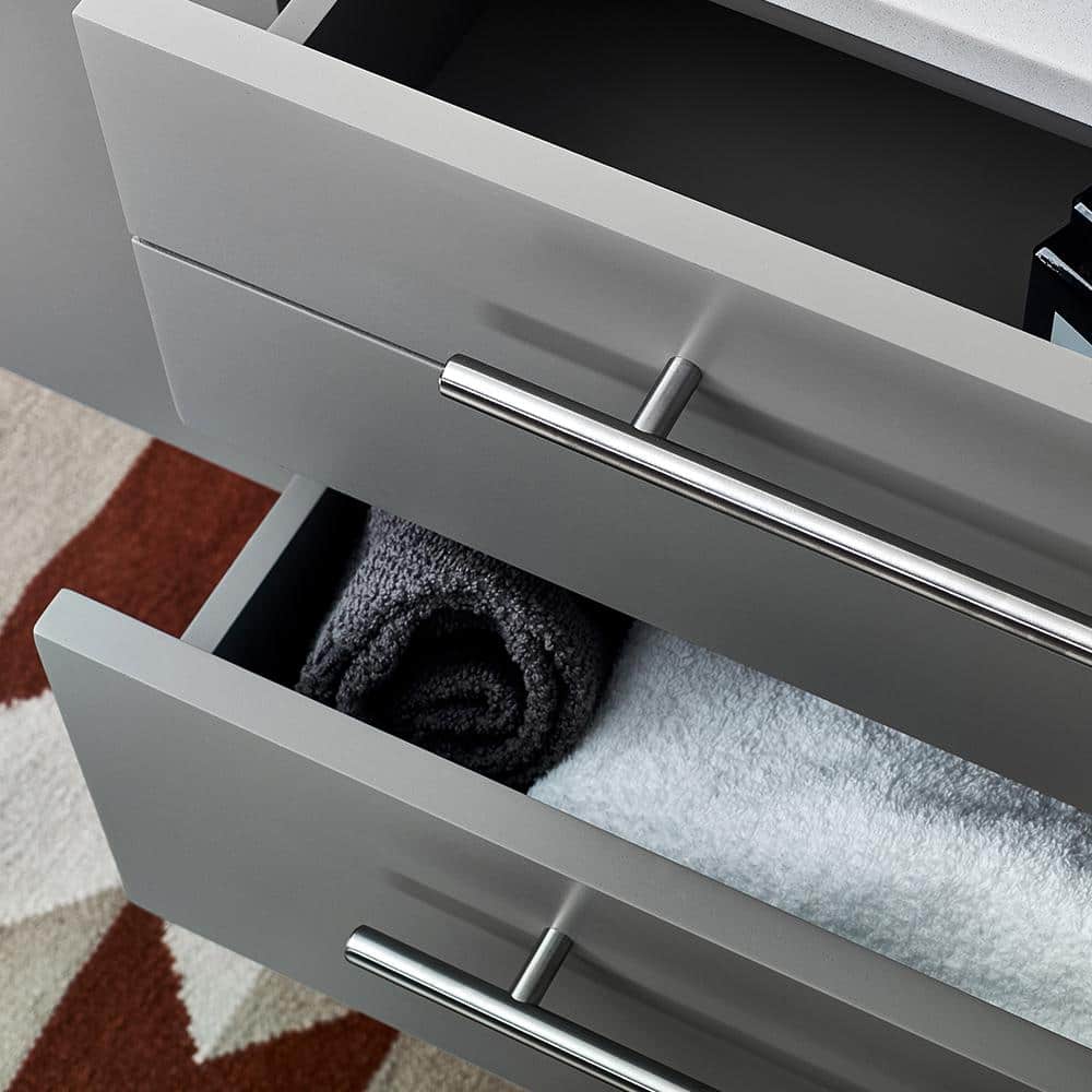 Gray 36" Wall-Mount Bathroom Vanity with Quartz Top