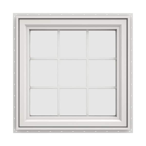 JELD-WEN 29.5 in. x 29.5 in. V-4500 Series White Vinyl Left-Handed Casement Window with Colonial Grids/Grilles