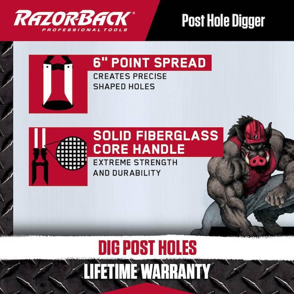 Razor-Back 48 in. Fiberglass Handle Post Hole Digger 78006 - The