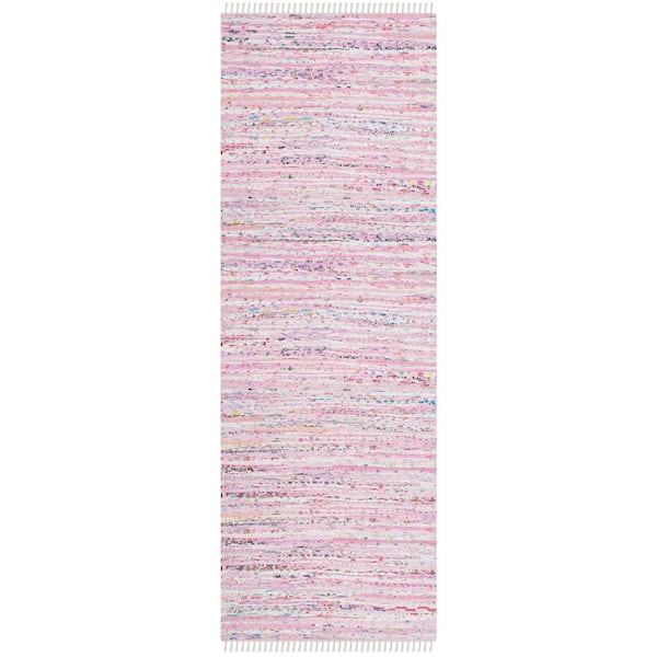 SAFAVIEH Rag Rug Light Pink/Multi 2 ft. x 8 ft. Striped Runner Rug