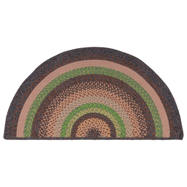 Braided Brown/Green 2 ft. x 4 ft. Machine Washable Multi Striped Specialty Area Rug