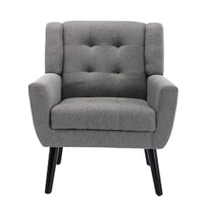 Light Gray Linen Material Accent Chair Bedroom Chair