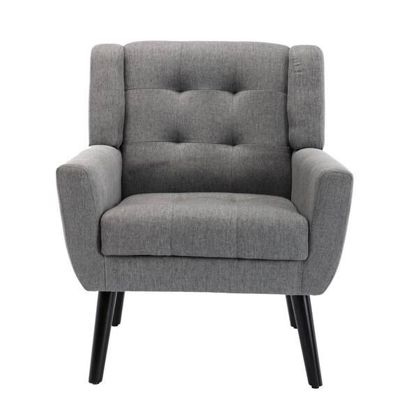 grey accent chair with black legs