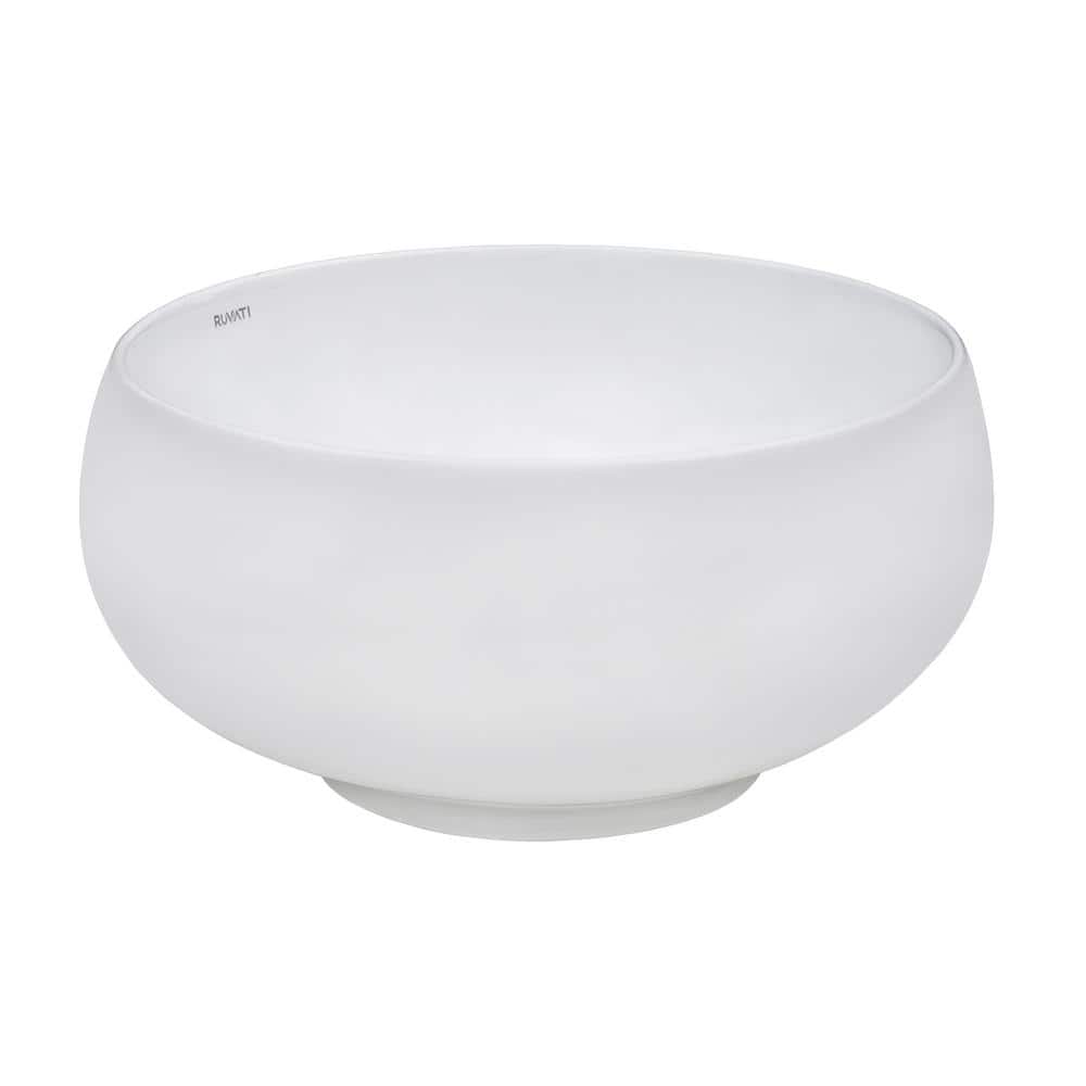 Ruvati 12" Round White Ceramic Above-Counter Vessel Sink