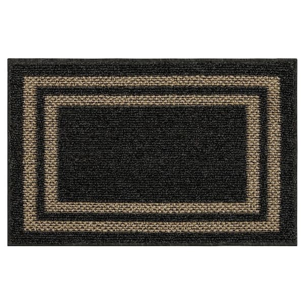 Mohawk Home Basics Hall Border Black 1 ft. 8 in. x 2 ft. 6 in. Transitional Tufted Geometric Bordered Polyester Rectangle Area Rug