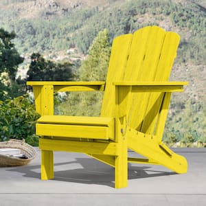 Yellow HDPE Folding Plastic Adirondack Chair(1 Pack）