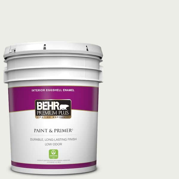 BEHR PREMIUM PLUS 5 gal. #52 White Eggshell Enamel Low Odor Interior Paint & Primer