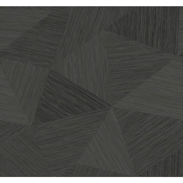 Seabrook Designs 60.75 sq. ft. Metallic Charcoal Middleton Triangles Embossed Vinyl Unpasted Wallpaper Roll
