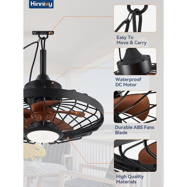 ⭐️mitre⭐️ HINNIXY 20 in. Outdoor Black Waterproof Caged Ceiling Fan