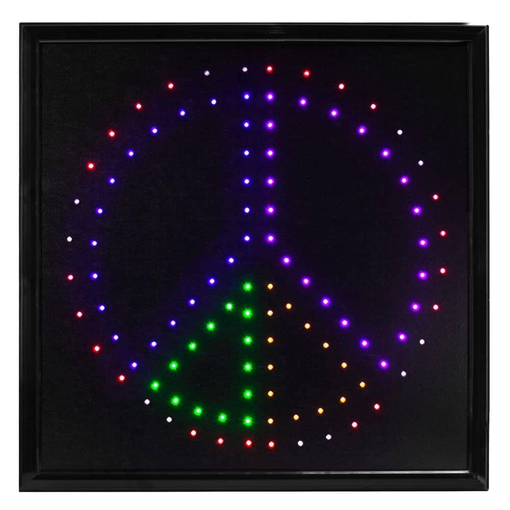 "Framed LED Wall Sign – Retro Neon Light for Bar, Man Cave, Game Room (Peace Sign, 19.75""×19.75"")" price history on PriceWatchPro
