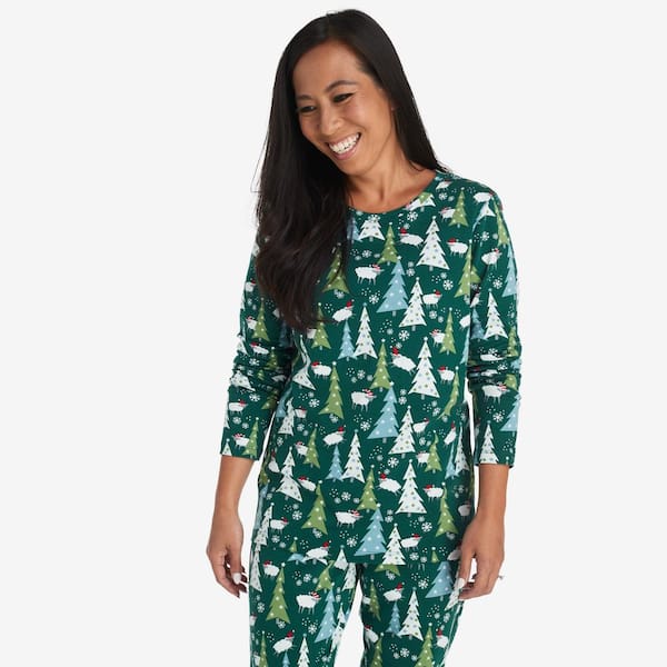 The Company Store Company Cotton Printed Women's Extra Large Green Multi Pajama Set
