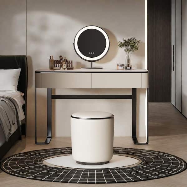 JASIWAY White 2-Drawers 39.37 in. Dresser with Mirror and Chair