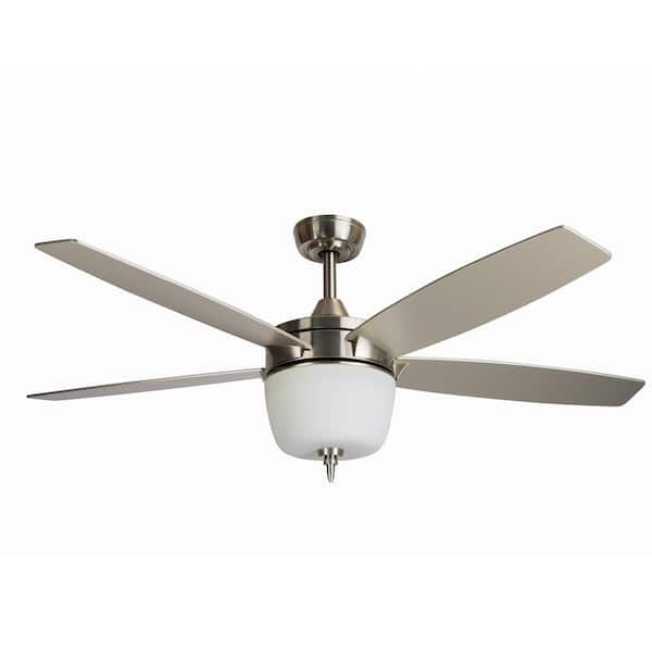 BLUE MOUNTAIN FANS Tulip 52 in. Brushed Nickel LED Ceiling Fan with Integrated Light Kit and Remote Control