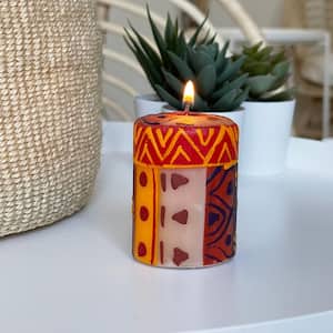 Indabuko Design Unscented Hand-Painted Multi-Colored Votive Candles Boxed (Set of 3)
