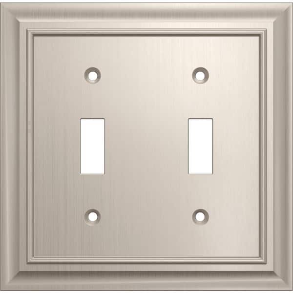 (3-Pack) Derby 2-Gang Satin Nickel Switch/Toggle Outlet Metal Wall Plate