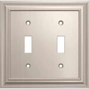 Derby 2-Gang Light Switch/Toggle Plate, Satin Nickel (3-Pack)