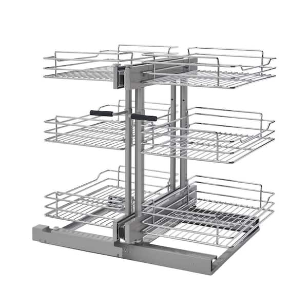 Chrome Pull Out Corner Cabinet Organizer w/Soft-Close 3 Tier