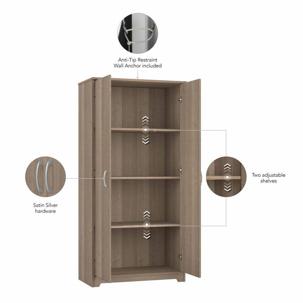 Ash Gray Engineered Wood Tall Kitchen Pantry Cabinet with Doors