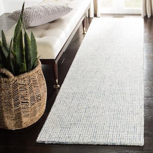 Abstract Ivory/Blue 2 ft. x 10 ft. Geometric Gradient Runner Rug
