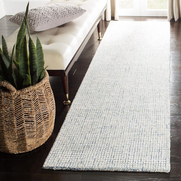 Abstract Ivory/Blue 2 ft. x 22 ft. Geometric GraDient Runner Rug
