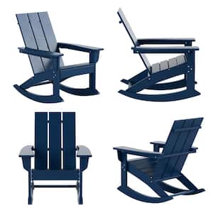 Shoreside Navy Blue Plastic Adirondack Outdoor Rocking Chair (Set of 4)