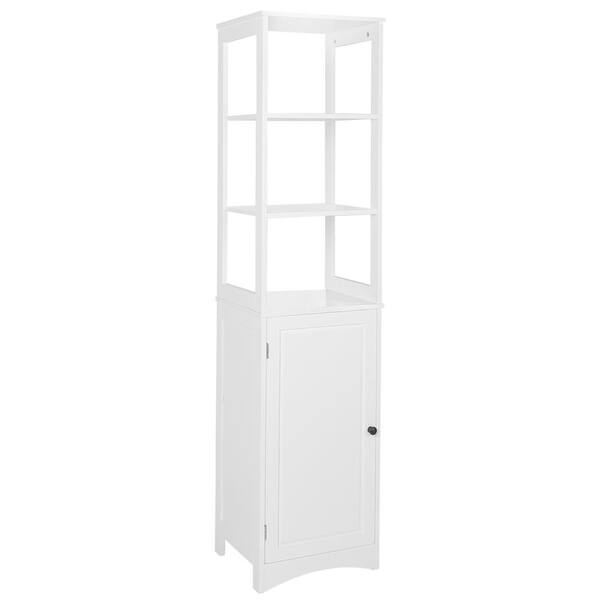 Unbranded 15.7 in. W x 12.6 in. D x 63.2 in. H Tall Floor Storage Cabinet Solid Wood Free Standing Linen Cabinets in White