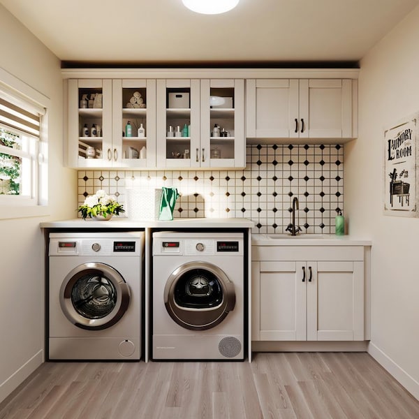 J COLLECTION 30 in. W x 40 in. H x 14 in. D Bright White Glass Assembled Wall Kitchen Cabinet with 2-Doors