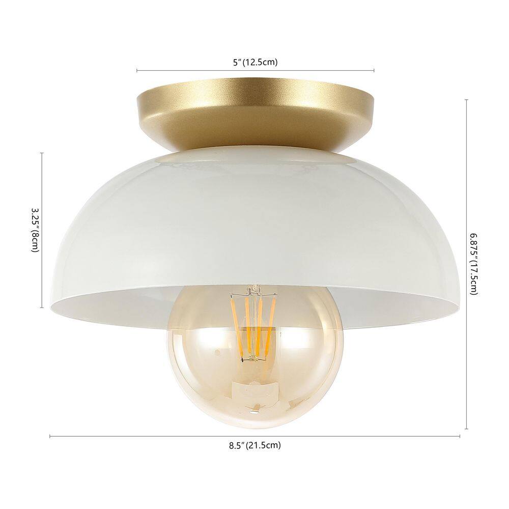Paulina 8.5" White and Gold LED Flush Mount Ceiling Light