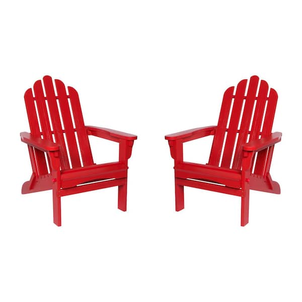 Shine Company 37in. H Chili Red Folding Wood Outdoor Adirondack Chair Set of 2
