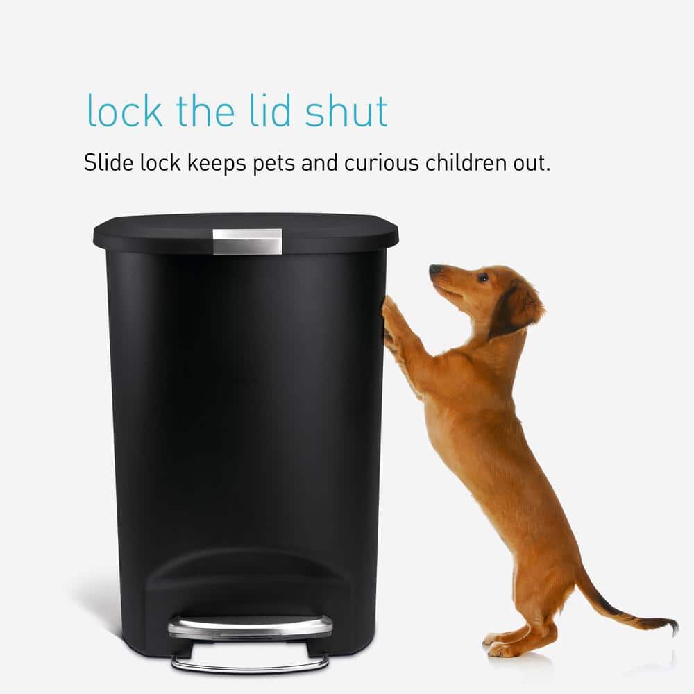 Black Plastic Semi-Round Step Trash Can with Steel Pedal