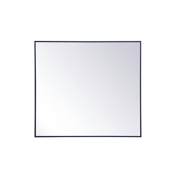 Unbranded Timeless Home 36 in. W x 40 in. H x Midcentury Modern Metal Framed Rectangle Blue Mirror