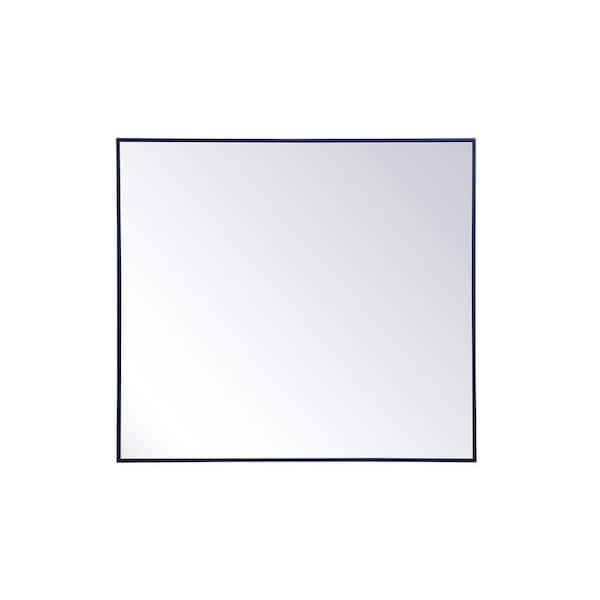 Unbranded Medium Rectangle Blue Modern Mirror (40 in. H x 36 in. W)