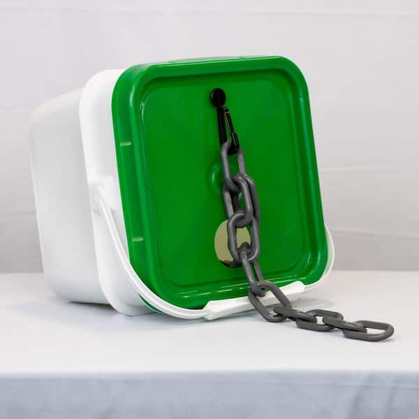 2 in. (#8, 51 mm) x 65 ft. Heavy Duty Plastic Safety Chain Slate Gray in a Pail