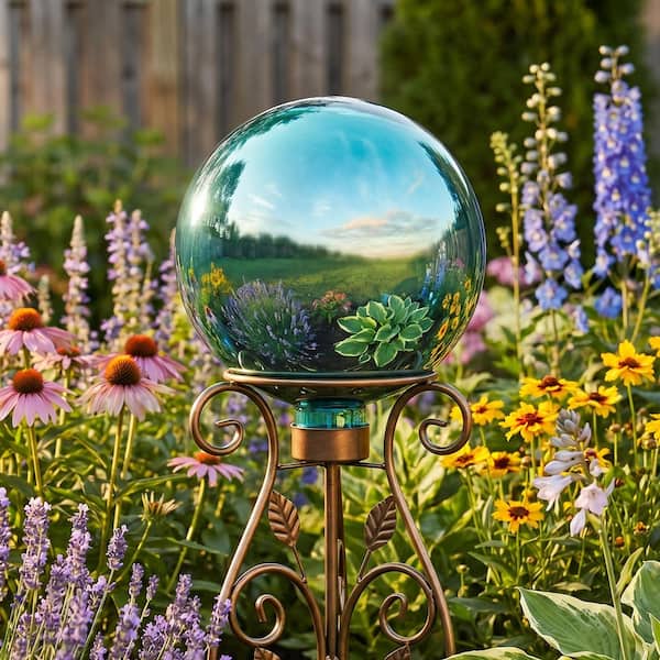 Sunnydaze Aqua Mirrored Surface Gazing Globe - 10 in. ZIB-6911
