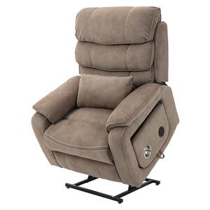 Big and Tall Dual OKIN Motor Velvet Recliner Chair with Massage, Heating, Wireless Charging and Cup Holder - Beige
