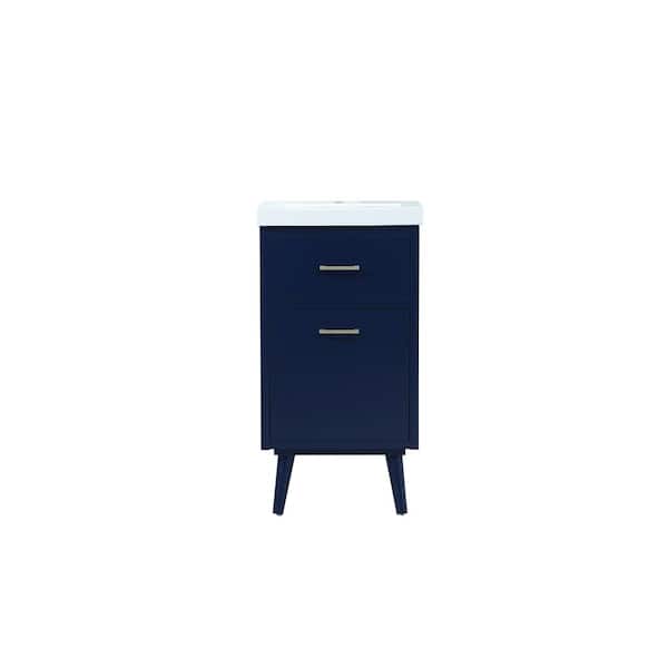Unbranded Simply Living 18 in. W x 15 in. D x 33.5 in. H Bath Vanity in Blue with White Resin Top