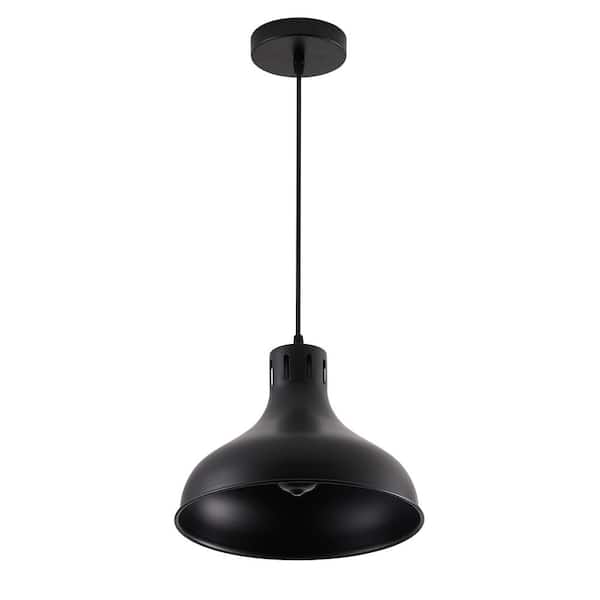 aiwen 40-Watt 1-Light Farmhouse Island Black Pendant Light Adjustable Metal Vintage Hanging Ceiling Light