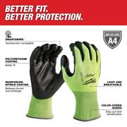 Medium High Visibility Level 4 Cut Resistant Polyurethane Dipped Work Gloves