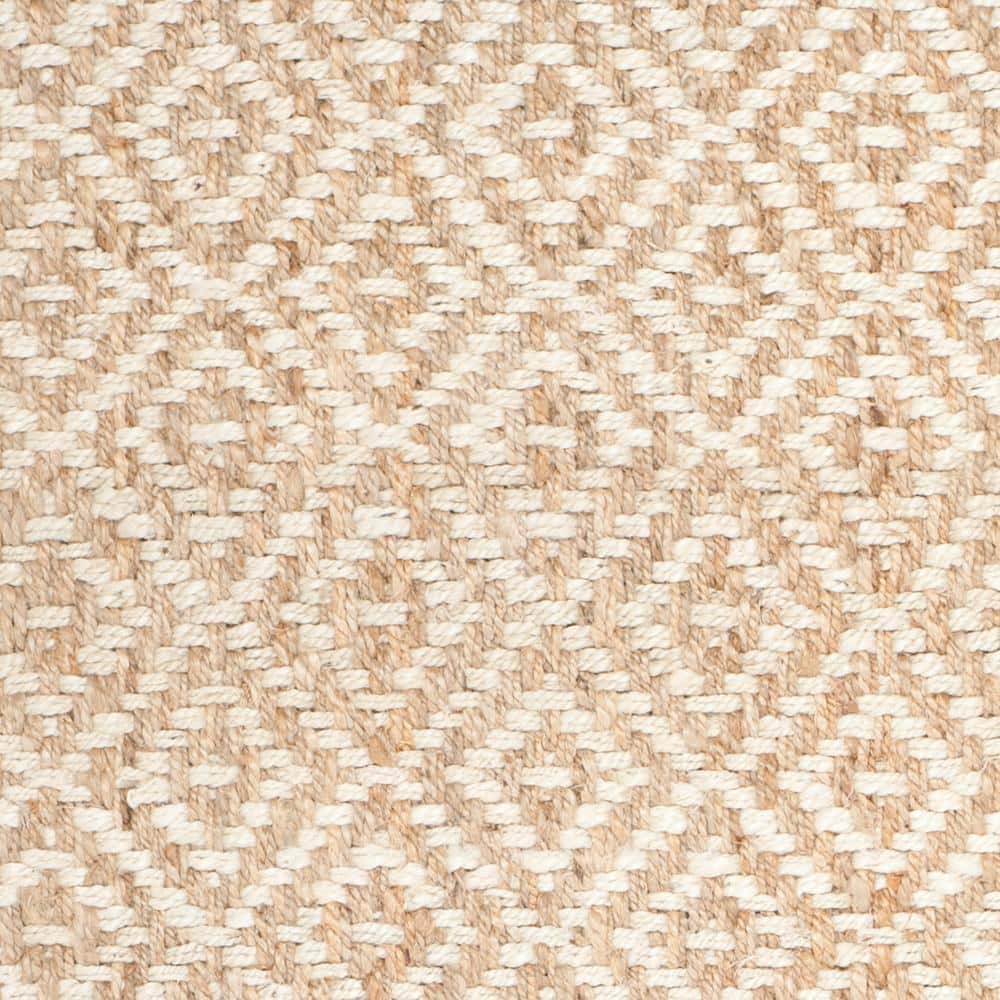 Ivory and Natural Handwoven Jute Area Rug 5' x 8'