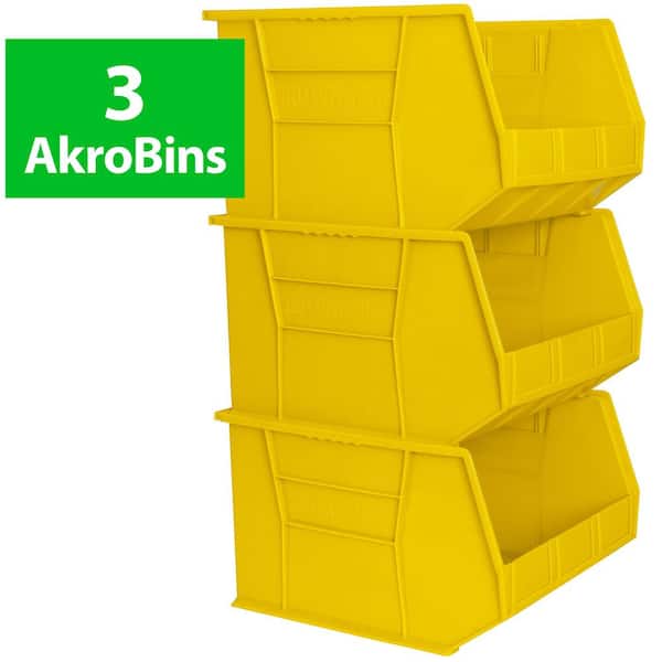 30270 Series, 16 1/2 in. W x 18 in. D x 11 in. H, Yellow Plastic Stackable Storage Bins Hanging Organizer, 3-Pack