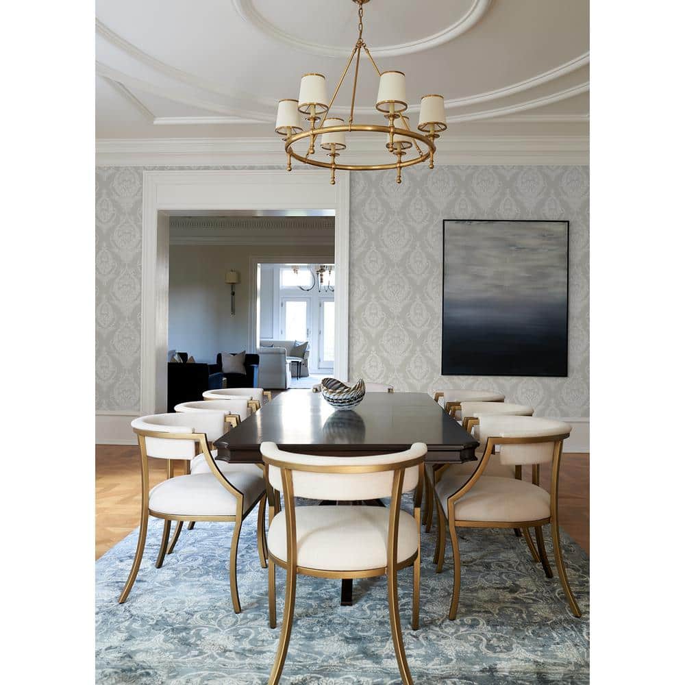 Light Grey Non-Pasted Washable Damask Wallpaper Roll