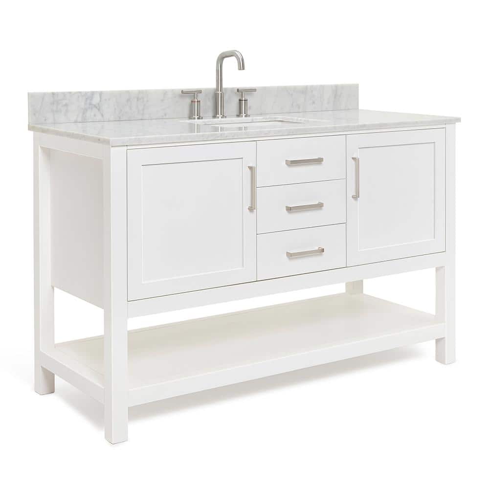 Bayhill 55'' White Solid Wood Freestanding Vanity