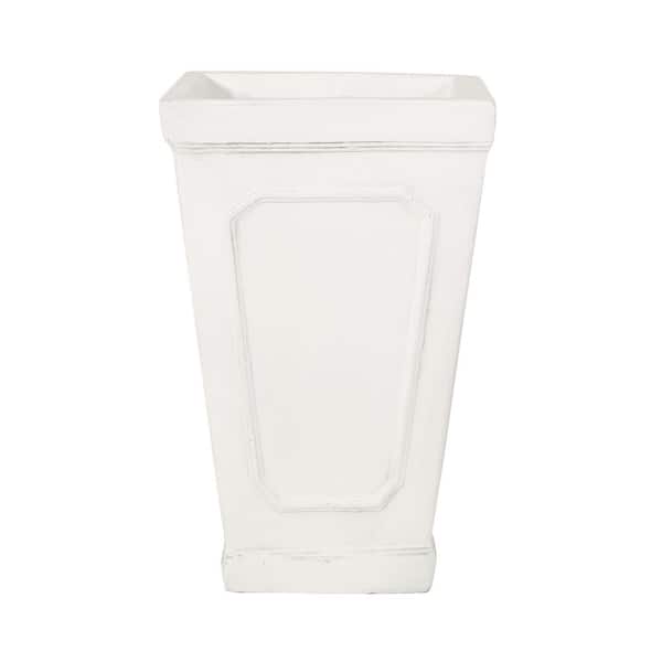 Greg 10 in. W x 16.25 in. H Antique White Lightweight Concrete Outdoor Patio Tapered Planter Decorative Pots