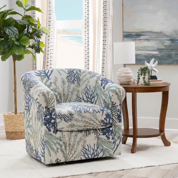 Linon Home Decor Lonnie Blue Ocean Swivel Accent Side Chair