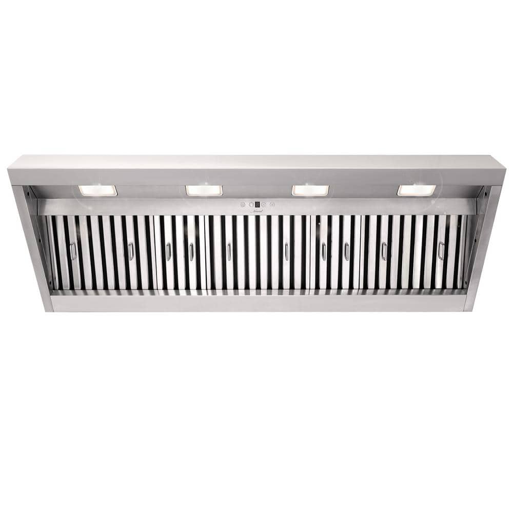 54 in. 1200 CFM Ducted Insert Range Hood in Stainless Steel with Dimmable L